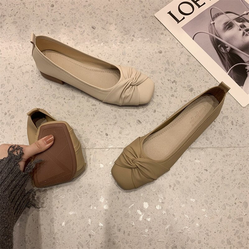 Advbridge Grandma Shoes Low Heels Female Footwear Casual Sneaker All-Match Square Toe Soft Shallow Mouth Retro Dress Comfortable New