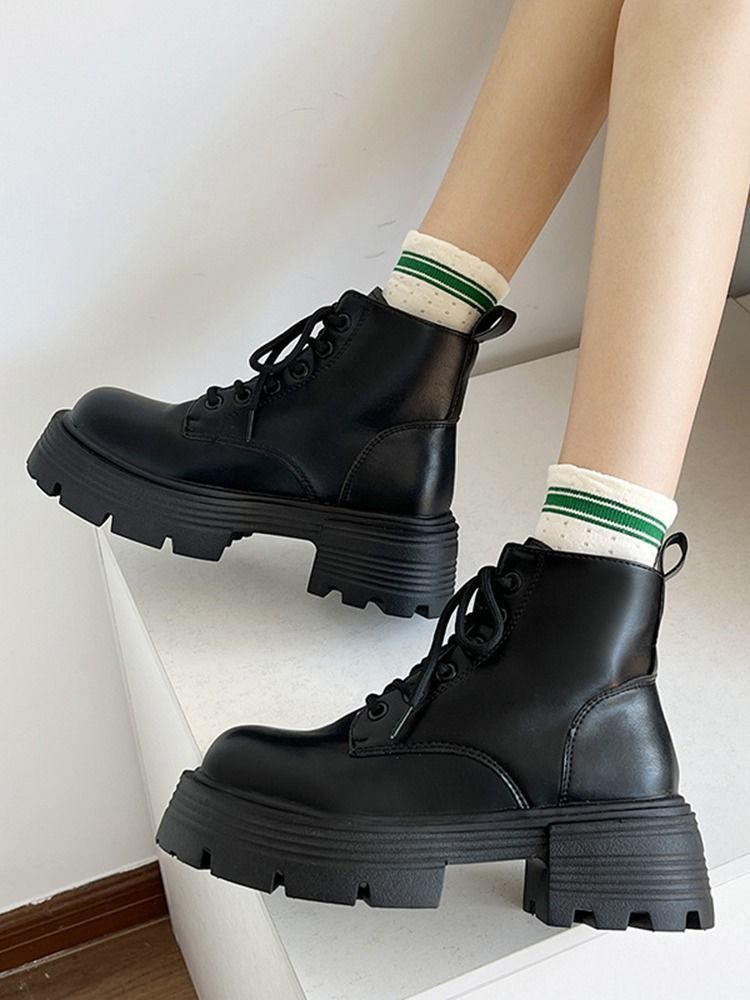 Advbridge  White Black Platform Lace-up Short Boots Women New Autumn Winter Britain Rubber Designer Korean Fashion Sports Shoes