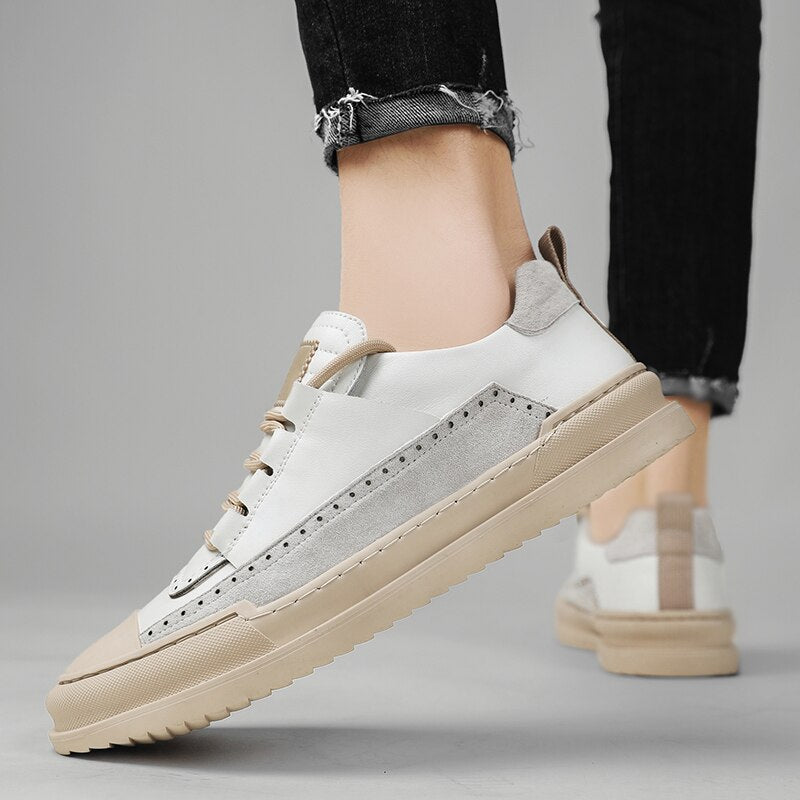 Advbridge Brand Fashion Classic Male Casual Genuine Leather Shoes Men's Walking  School Lace-Up Outdoor Breathable Comfortable Shoes