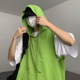 Advbridge Summer Hooded T-Shirt Men Fashion Grey Green Black Casual T-Shirt Men Streetwear Loose Hip Hop Mid Length T Shirt Mens Tops