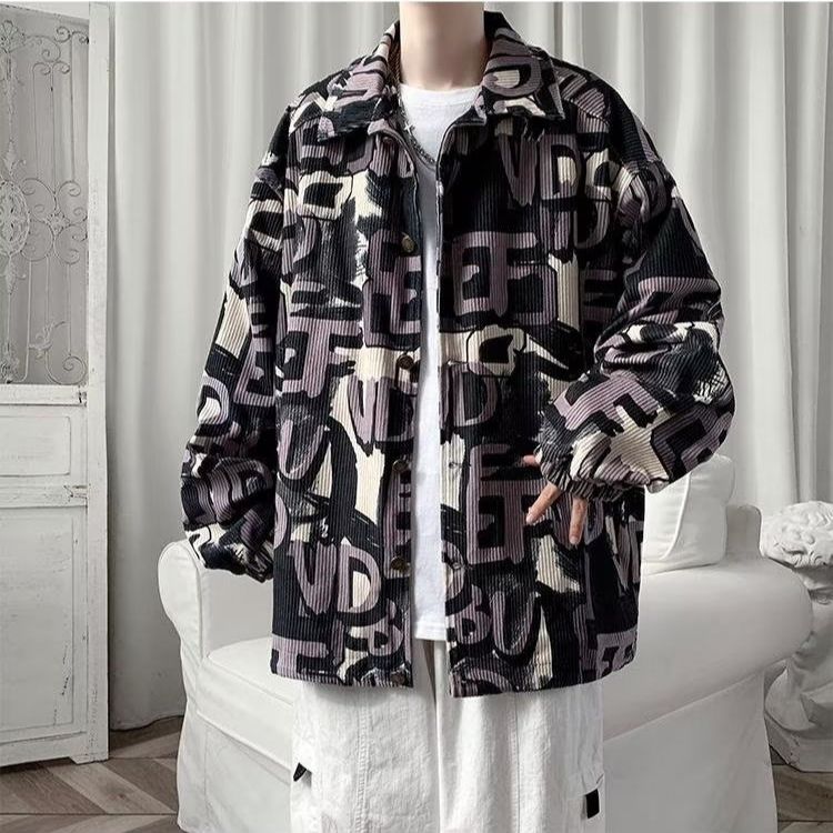 Advbridge All Match Versatile Spring Autumn Fashion Men's Solid Casual Shirt Loose Pockets Letters Jacket Coat Cool Boy Soft Flower Warm