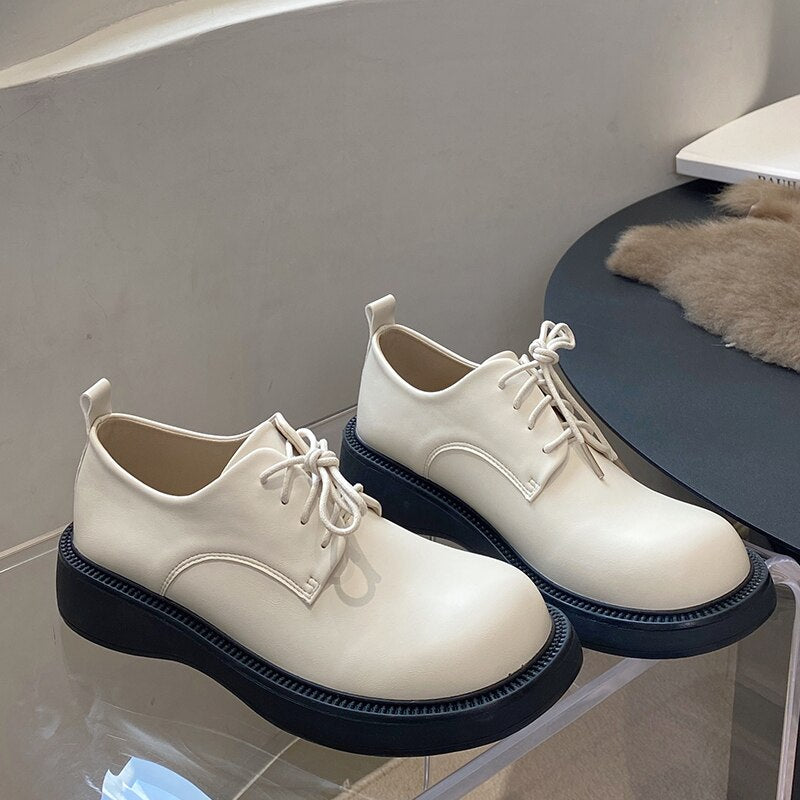 Advbridge Fashion Female Shoes Casual Outside Round Toe Flats Student Uniform Lolita Platform Rubber Ladies Loafers  Women Mary Janes