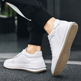 Advbridge Mens Casual Shoes Genuine Leather Lace-up Classic Sports White Sneakers Fashion Casual Man Basic All-match Comfy Men Shoes