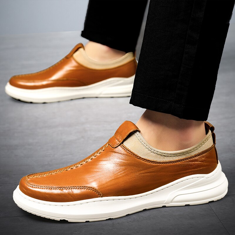 Advbridge men Loafers Genuine Leather Slip On Casual Men Shoes Brand Blue Loafers Man Mocasines Hombre Breathable Flats Male Footwear