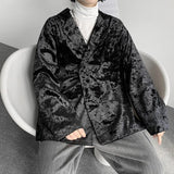 Advbridge Shiny Luxury Red Two Buttons Velvet Blazer Jacket Men Autumn New Loose Club Party Wedding Blazers Male Blazer Costume Homme