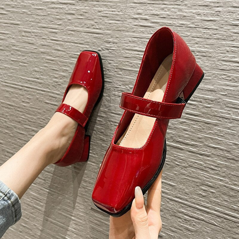 Advbridge Fashion Mary Janes Shoes Women Flats Elegant Ladies Footwear Flat Spring Summer Shoes Plus Size 42 Black Red A4377