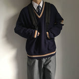 Advbridge Spring Couples Wear Autumn Men's Sweater Korean Loose  New Student Pullover V-neck Coat Japanese School Uniform Daily