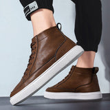 Advbridge Trendy Men's Casual Shoes High Top Sneakers Men Leather Handmade Italian Mens Shoes Brand Designer Skate  Footwear Man Moccasins