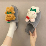 Advbridge Slippers Casual Fur Shoes Slipers Women Slides Low Cover Toe Luxury Plush Soft Flat Rome Autumn with fur Short  Shoes Women