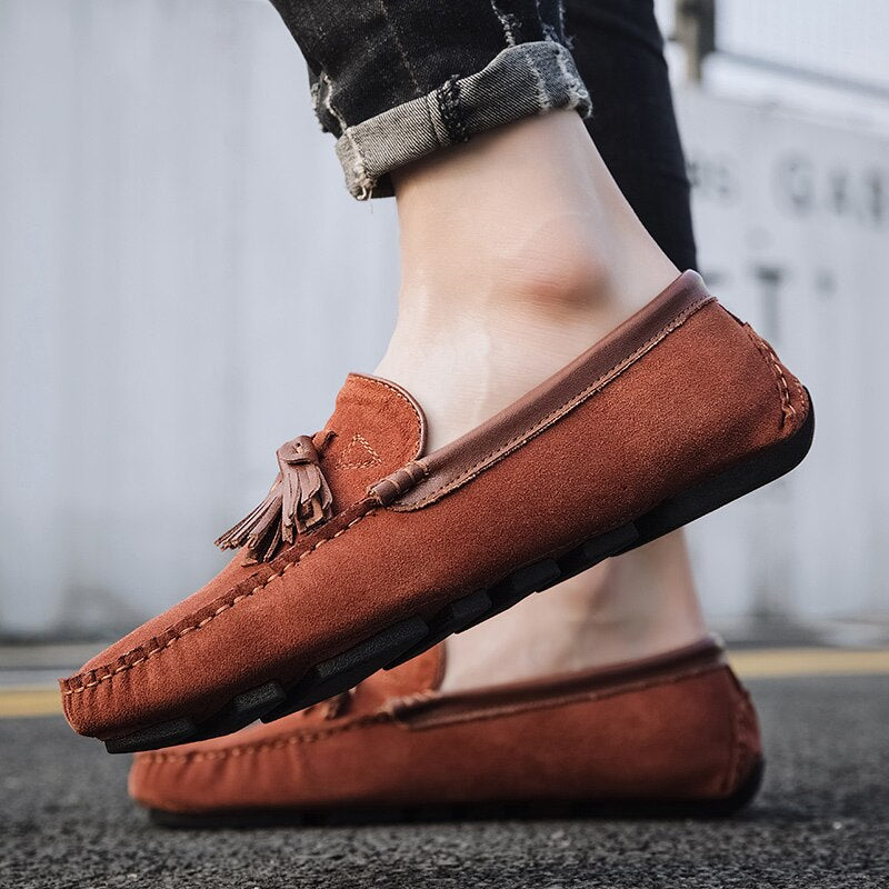 Advbridge Summer Fashion suede loafers mens Soft Bottom Casual shoes Breathable all-match boat shoes Lightweight driving flats Mocasins