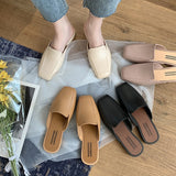 Advbridge New Women PU Leather Sandals and Slippers Simple Fashion Casual Mules