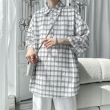 Advbridge Summer New Men's Plaid Shirt Half Sleeved Harajuku Neutral Fashion Casual Hip Hop College 2023 Polo Collar Shirt Original Design