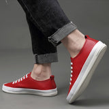 Advbridge Men Lace-up Shoes Flat Leather Shoes Men Vulcanized Shoes Casual Shoes White Sneakers British Casual Non-Slip Shoes Fashion