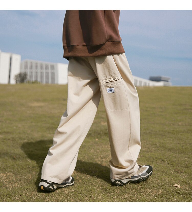 Advbridge Men's Fashion Trend Vintage Casual Pants Loose Cargo Hip Hop Style Trousers Mens Black/Apricot/brown Color Sweatpants M-2XL