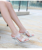 Advbridge High Heel 9cm Crystal Women Shoes PVC Transparent Slippers Open Toe Sexy Ladies High Heels Fashion Slippers Large Size 35-46