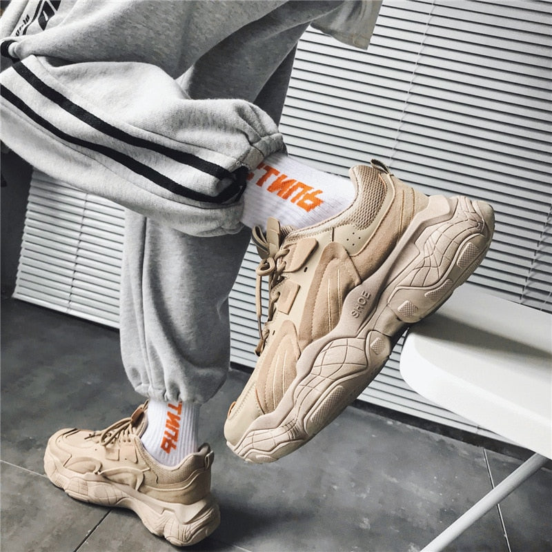 Advbridge Autumn Men Platform Sneakers Mesh Breathable Chunky Shoes Male Trainers Outdoor Lace Up Sports Shoes Walking Footwear