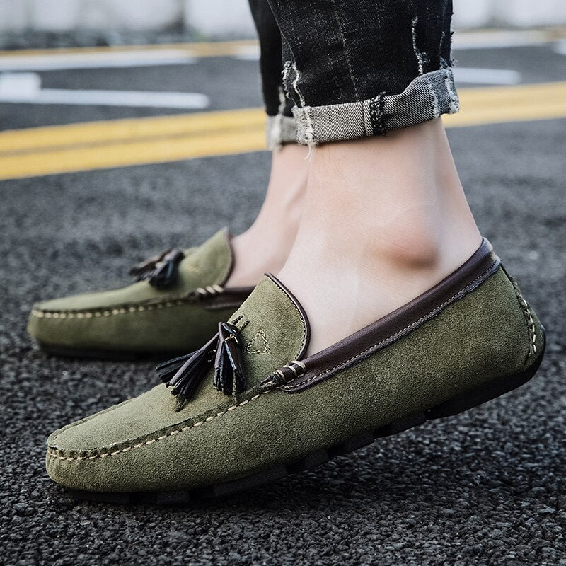 Advbridge Summer Fashion suede loafers mens Soft Bottom Casual shoes Breathable all-match boat shoes Lightweight driving flats Mocasins