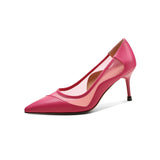 Advbridge 2023 new Spring women pumps natural leather 22-24.5cm cowhide+mesh+pigskin full leather high heels pointed toe women shoes