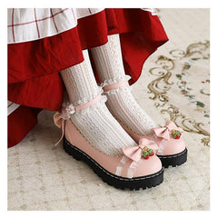 Advbridge Lolita Shoes Bowknot Lace Bridal Wedding Shoes Women Bordered Princess Pink Girls Sweet Ruffles Dress shoe JK Platform