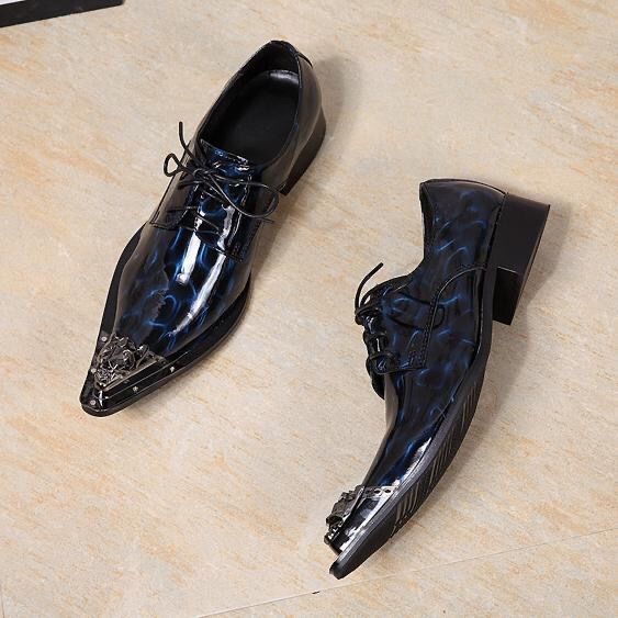 Advbridge Fashion Pointed Tilta Leather Men's Shoes Lace up Increased Stage Hair Stylist Nightclub British Trend Leather Shoes Men