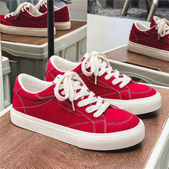 Advbridge Classic Red Canvas Shoes Men Designer Lace-up Vulcanized Shoes Fashion Canvas Sneakers Men Breathable Casual Skateboard Sneakers