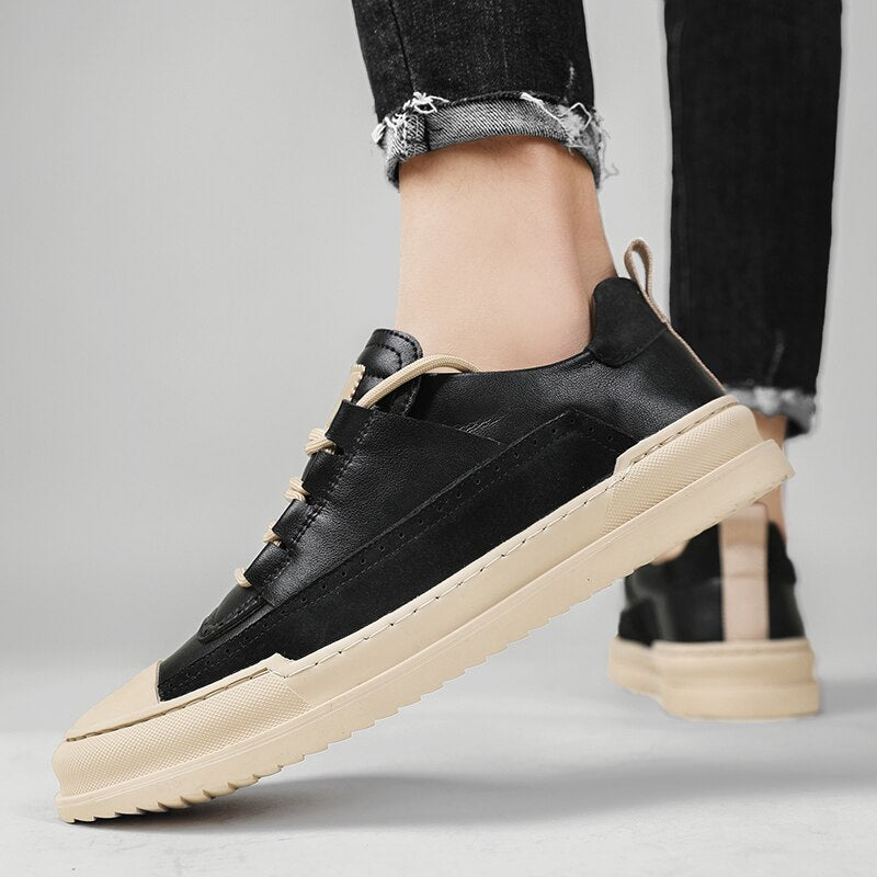 Advbridge Brand Fashion Classic Male Casual Genuine Leather Shoes Men's Walking  School Lace-Up Outdoor Breathable Comfortable Shoes