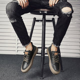 Advbridge Hot Fashion Business Men Boots Lace-Up Casual Platform Ankle Man Shoes Leather Casual Boots Street Lightweight Boots Size 38-44