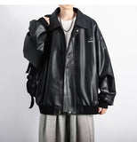 Advbridge Spring Autumn Winter Fashion Men Solid Casual Shirt Loose Pockets Safari Style Leather Jacket Coat Cool Boy Soft