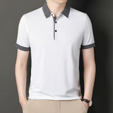 Advbridge Summer New Men's Short Sleeve Polo Shirt Lapel Casual Fashion Tees Shirts Solid Patchwork Pullover Casual Oversize Clothing