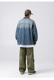 Advbridge Winter Men's Solid Casual Loose Pockets Old Washed Denim Jacket Retro Corduroy Splicing Design Coat Jacket