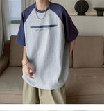 Advbridge Summer Fashion Casual Loose Tess T-Shirts Men'S Top Simple Pullover Short Sleeve Cotton Print Solid Patchwork Letters