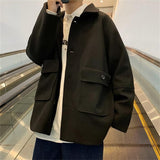 Advbridge Men's Woolen Coats Spring Fashion Streetwear Turn-down Collars Jackets Single-breasted Cardigans Trendy Men Clothing