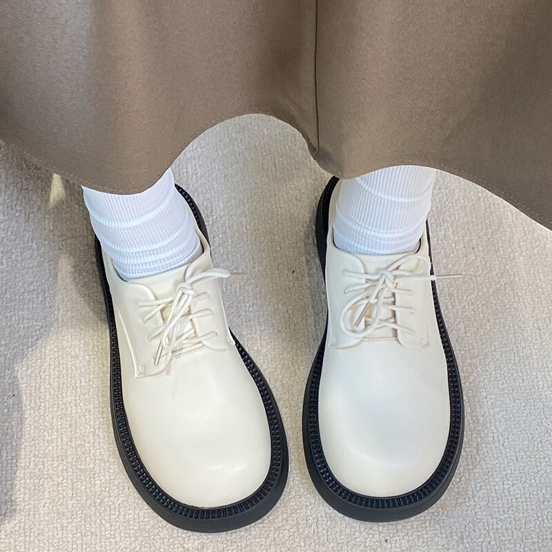 Advbridge Fashion Female Shoes Casual Outside Round Toe Flats Student Uniform Lolita Platform Rubber Ladies Loafers  Women Mary Janes