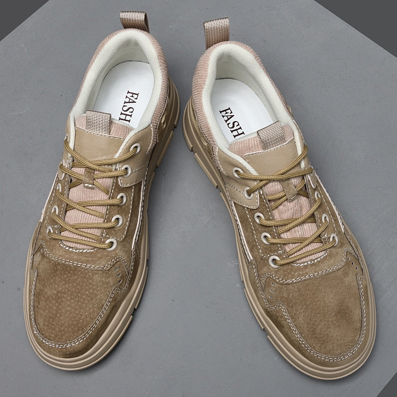 Advbridge New Trend Men Casual Shoes Hot Sale Mens Sneakers Genuine Leather Outdoor Shoes Fashion Lace Up Skateboard Flats Vulcanize Shoes