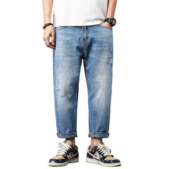 Advbridge Baggy Jeans Wide Leg Men's Jeans Loose Fit 100% Cotton Light Blue Oversize Denim Pants Streetwear Patchwork 2023 New Jeans Male