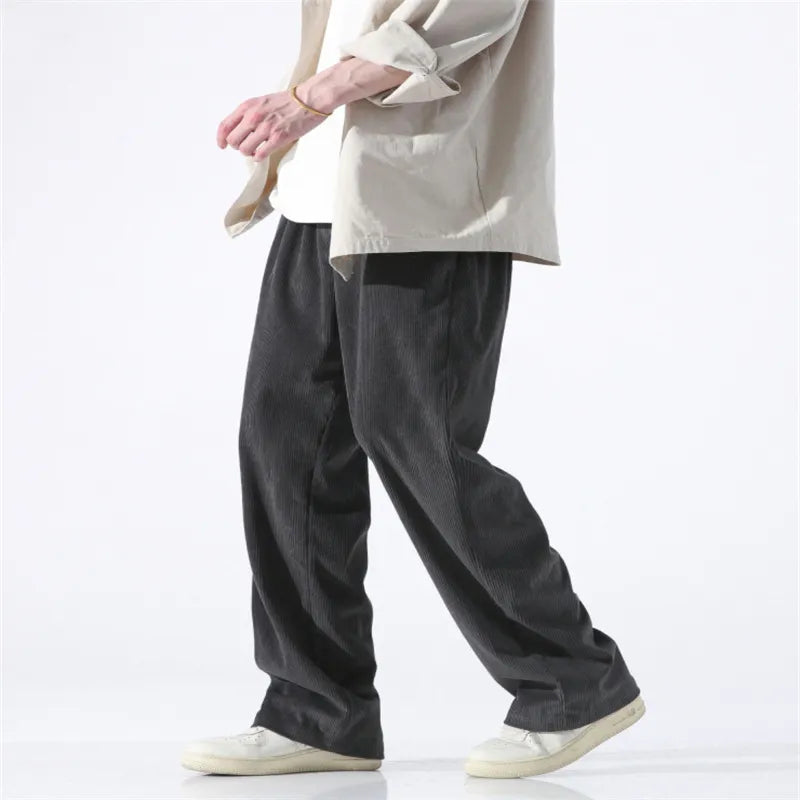 Advbridge Spring Autumn Straight Pants Men Casual Corduroy Trousers Solid Loose Comfort Long Pants Male