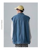 Advbridge All Season Fashion Men's Solid Pocket Cool Boy Casual Loose Safari Style Tess Button Sleeveless Vest Denim Button Jacket Coat