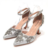 Advbridge Fresh Beautiful Silver Women's Shoes Totem-style Arrangement Of Rhinestone Design Party Ladies Shoes And Handbags