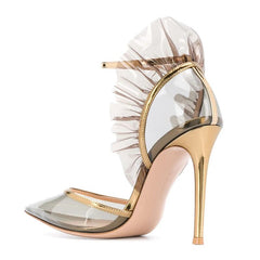 Advbridge Gray Transparent PVC Stiletto High Heel Spring And Summer New Women's Large Size  Party Banquet Shoes