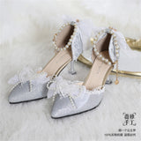 Advbridge Kawaii Girl Tea Party Elegant Pearl Love Lace Bowknot Lolita Shoes Multicolor Exquisite Embroidery Pointed Sandals Cosplay Lolit