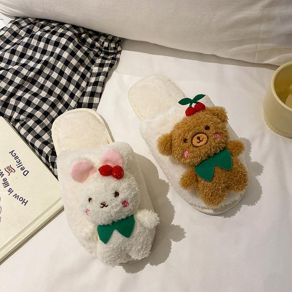 Advbridge Slippers Casual Fur Shoes Slipers Women Slides Low Cover Toe Luxury Plush Soft Flat Rome Autumn with fur Short  Shoes Women