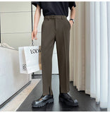 Advbridge Men Hem Split Fashion Casual Straight Suit Pant Man Japan Korean Streetwear Business Chic Pants Male Trousers
