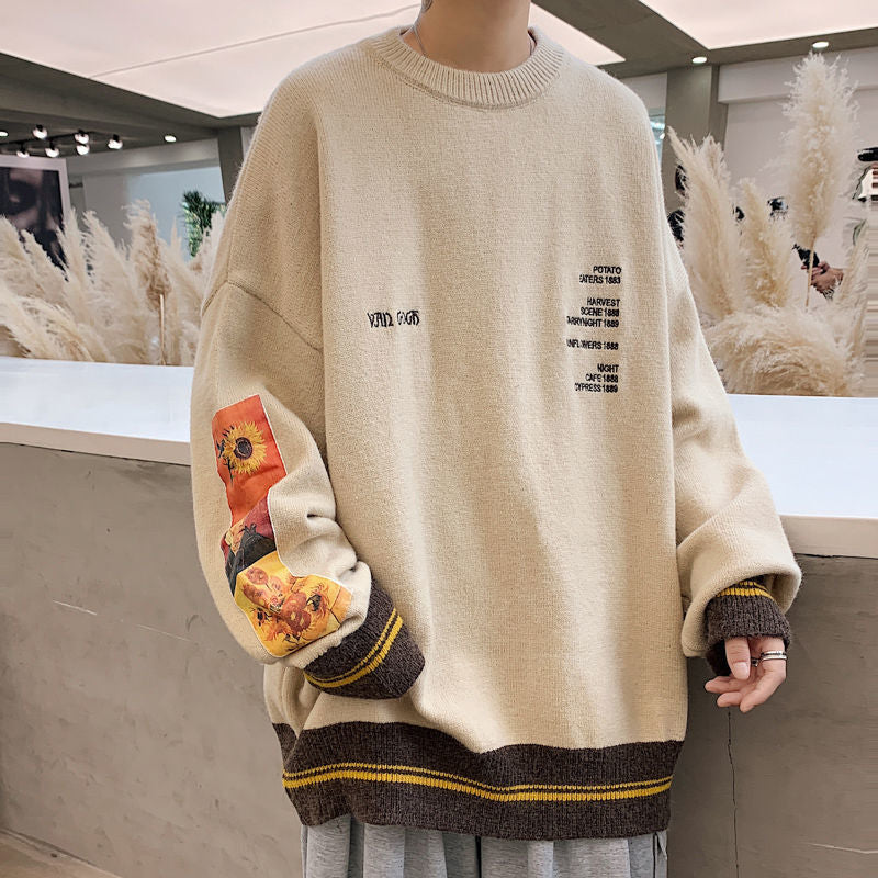 Advbridge Sweater Men Fashion Gengar Brand Van Gogh Human cargo Clothing Harajuku Hip Hop Vintage Knitted Sweater Y2K Pullovers