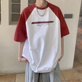 Advbridge Summer Fashion Casual Loose Tess T-Shirts Men'S Top Simple Pullover Short Sleeve Cotton Print Solid Patchwork Letters