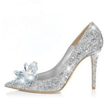 Advbridge High Heels Shoes Women Pumps Pointed toe Woman Crystal Wedding Shoes Zapatos Mujer Slip-on Bride Dress Shoes