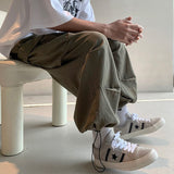 Advbridge White/Green/Black Casual Pants Men Fashion Pocket Cargo Pants Men Streetwear Loose Hip Hop Wide Leg Pants Mens Trousers M-2XL
