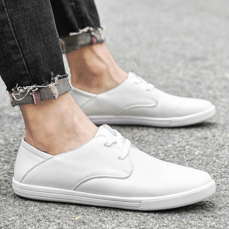 Advbridge Genuine Leather Men Casual Shoes Italian Mens Oxfords Breathable White Sneakers Male Driving Loafers Daily Office Formal Shoes