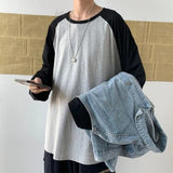 Advbridge Spring Autumn Winter Fashion Casual Pullover Men's Loose Cotton Pullover Striped Patchwork Solid T-Shirt