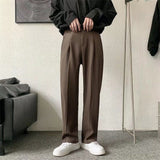 Advbridge Brown/Black Suit Pants Men Fashion Society Mens Dress Pants Korean Loose Straight Casual Pants Mens Office Formal Trousers S-3XL