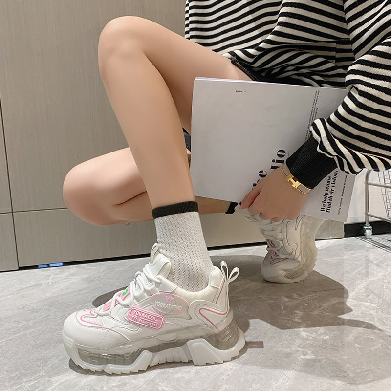 Advbridge Platform White Sneakers For Women Chunky Shoes Brand Fashion Walking Trainers Casual Shoes Woman Dad Shoes  Spring